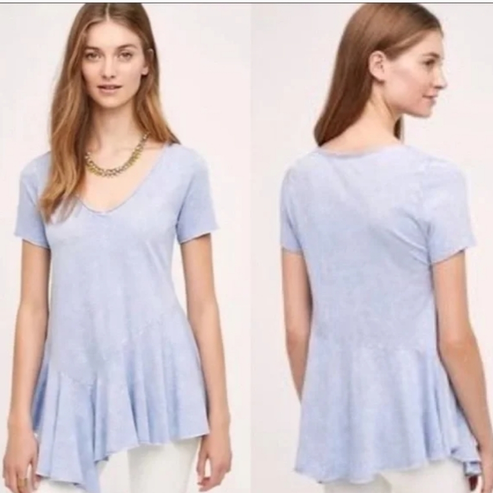 Anthropologie eri + ali acid wash peplum asymmetrical hem